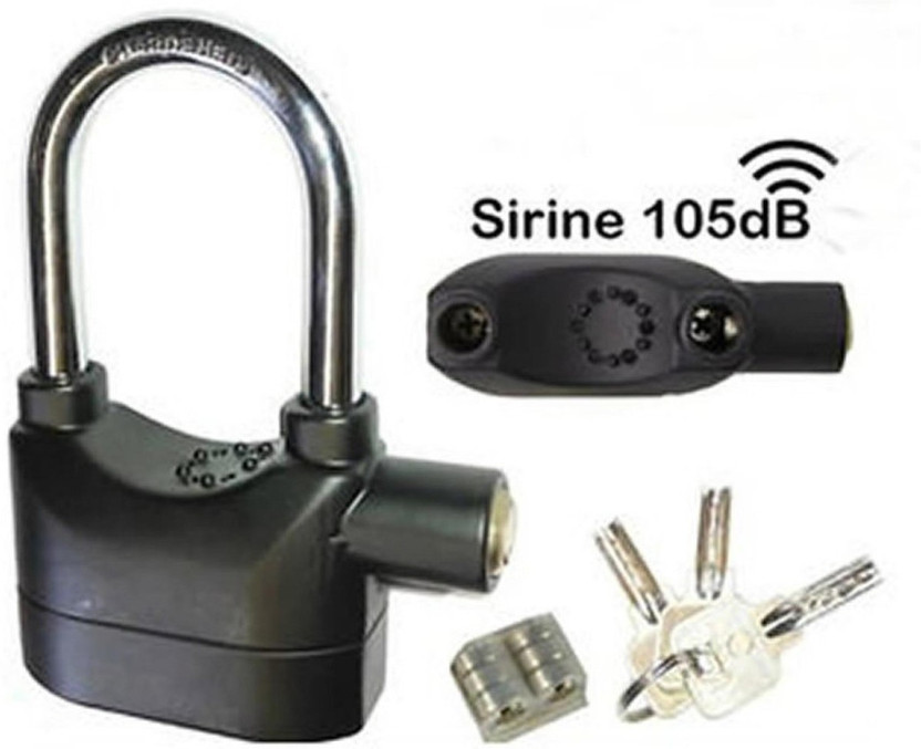 YUKI Anti-theft Security Padlock Waterproof Siren Alarm Safety Lock AL-36 Lock(Black)