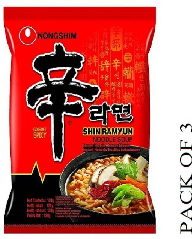Nongshim Shin Ramyun Korean Style Instant Noodles 120gm * 3 Instant Noodles Vegetarian Price in