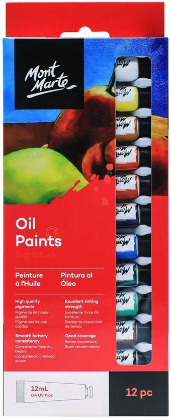 Mont Marte Oil Paints Signature 12pc x 12ml(Set of 12, Multicolor)
