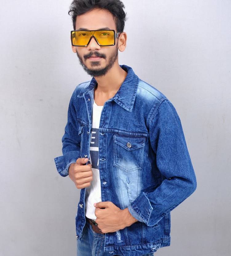 Follow me Full Sleeve Solid Men Denim Jacket - Buy Follow me Full