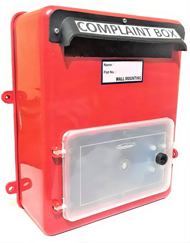 The Game Begins Wall Mounted Complaint Box for Offices/Colleges/Institutions/Schools, Height 28 , Length 24 and Width 5 cm, Red Wall Mounted Mailbox(Red)