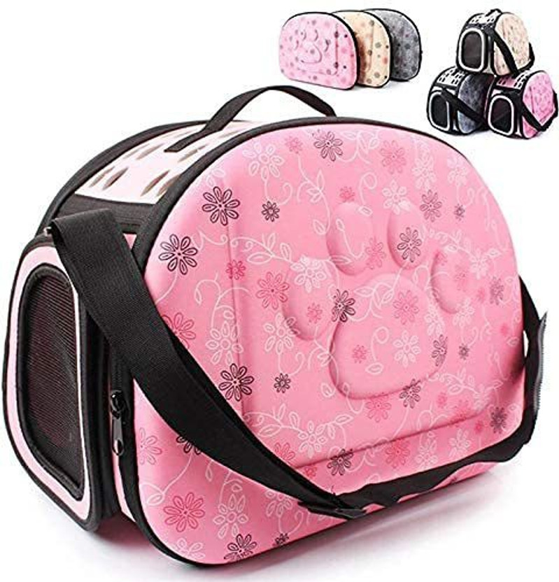 DogTrust Portable Foldable Pet Carry Bag Travel Shoulder Puppy Cat Outdoor Carrier Soft EVA Breathable Handbag, Pink Multicolor Purse Pet Carrier(Suitable For Cat)