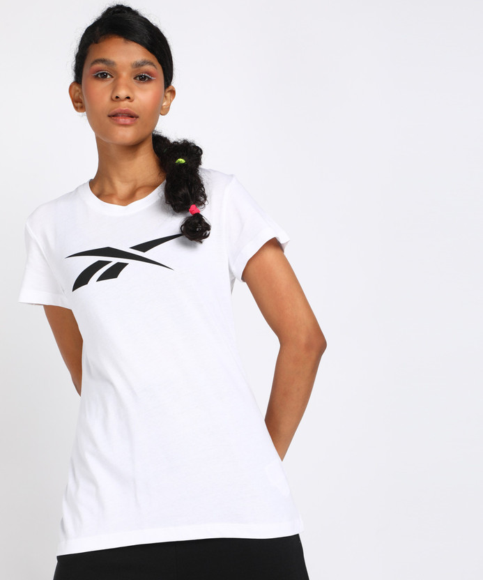 REEBOK Printed Women Round Neck White T-Shirt - Buy REEBOK Printed Women  Round Neck White T-Shirt Online at Best Prices in India | Flipkart.com