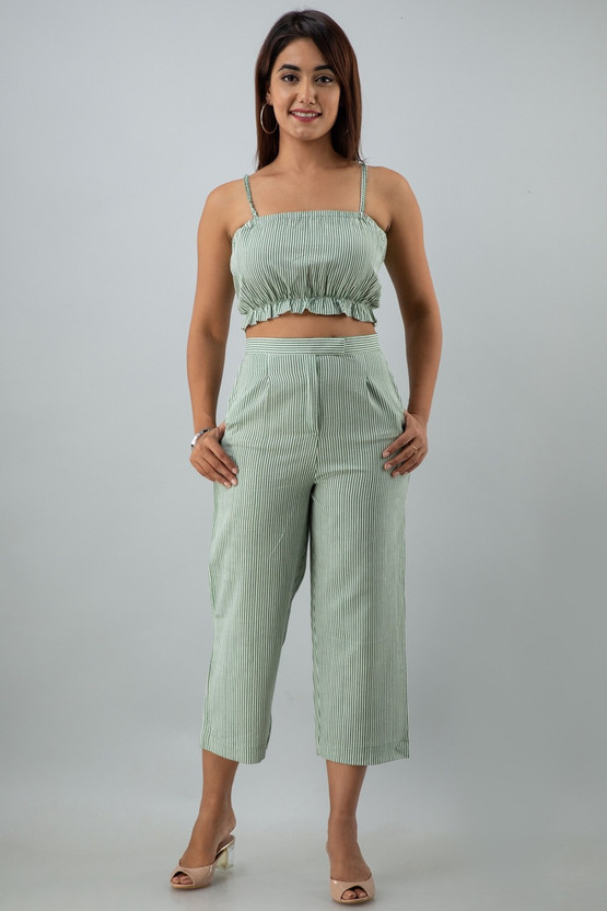 CHEER PAT Women Crop Top \u0026 Pant Set 