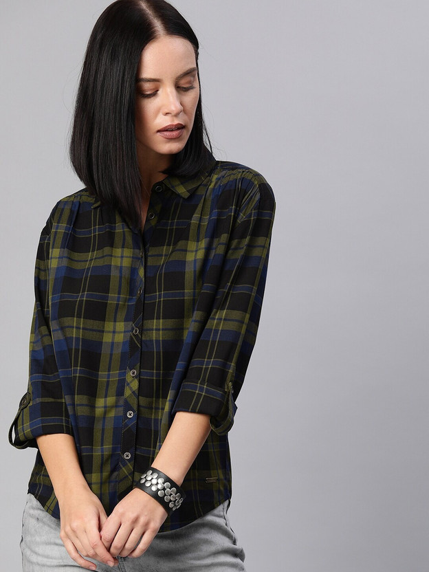 Roadster women's checkered casual shirt clearance