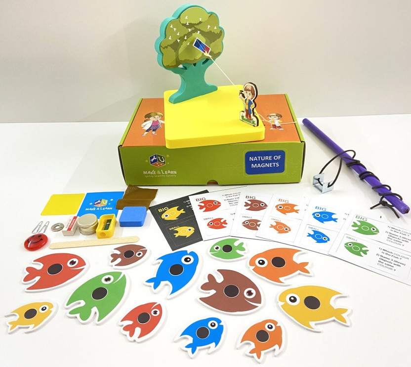 MakeAndLearn Nature Of Magnets 3Activities in 1Box Science DIY activity kits for 5 to 9 years(Yellow, Blue)
