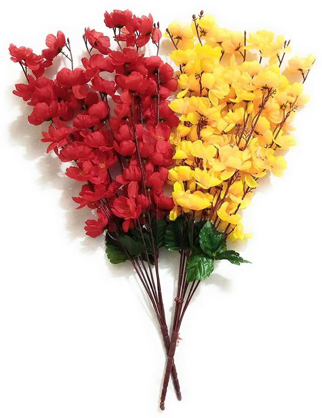 well art gallery artificial blossomcombo flower vase home bunch indoor outdoor decor pink yellow peach blossom