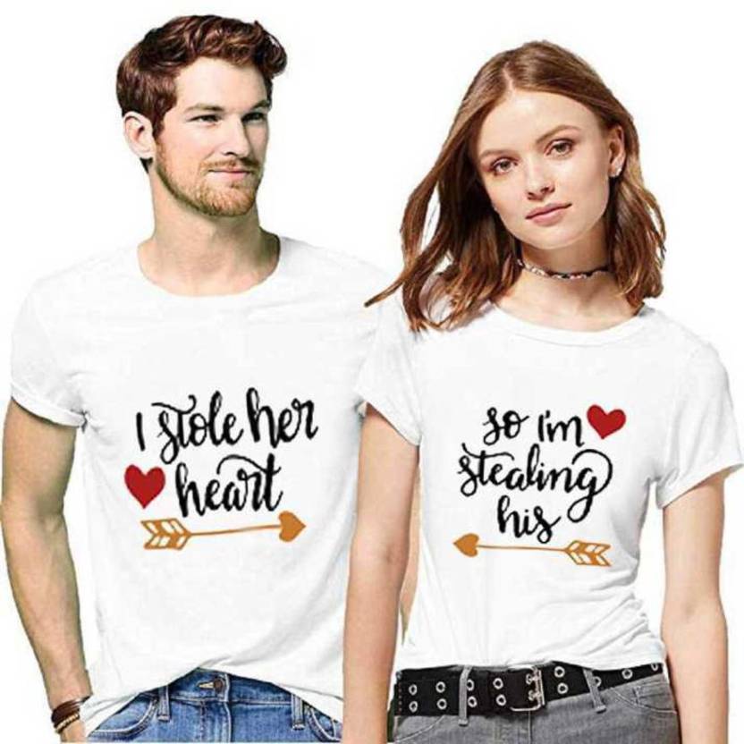 RENAME Printed Couple Round Neck White T-Shirt - Buy RENAME Printed Couple  Round Neck White T-Shirt Online at Best Prices in India 