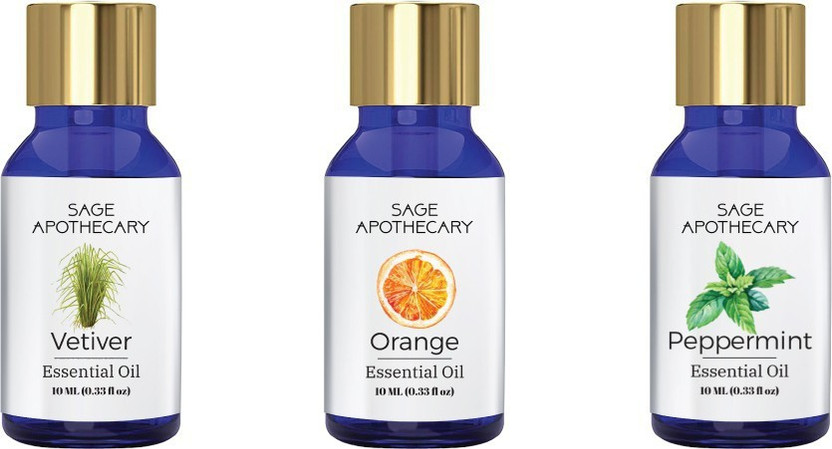 Sage Sage Apothecary Essential Oil Combo 3 in 1 pack (Vetiver, Orange & Peppermint)│100% pure(10 ml) - Flipkart Deal