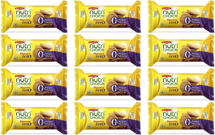 BRITANNIA Nutri Choice Digestive Zero (100Gm)-12pcs Digestive Biscuit(12 x 100 g)