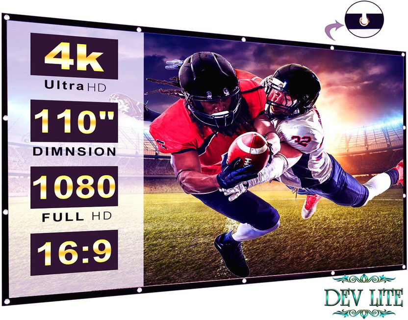 DEV DEV LITE 110 inch 4K HD 16:9 Portable Video Foldable Anti-Crease Indoor Outdoor Projector Screen (Width 243 cm x 137 cm Height) - Flipkart Deal