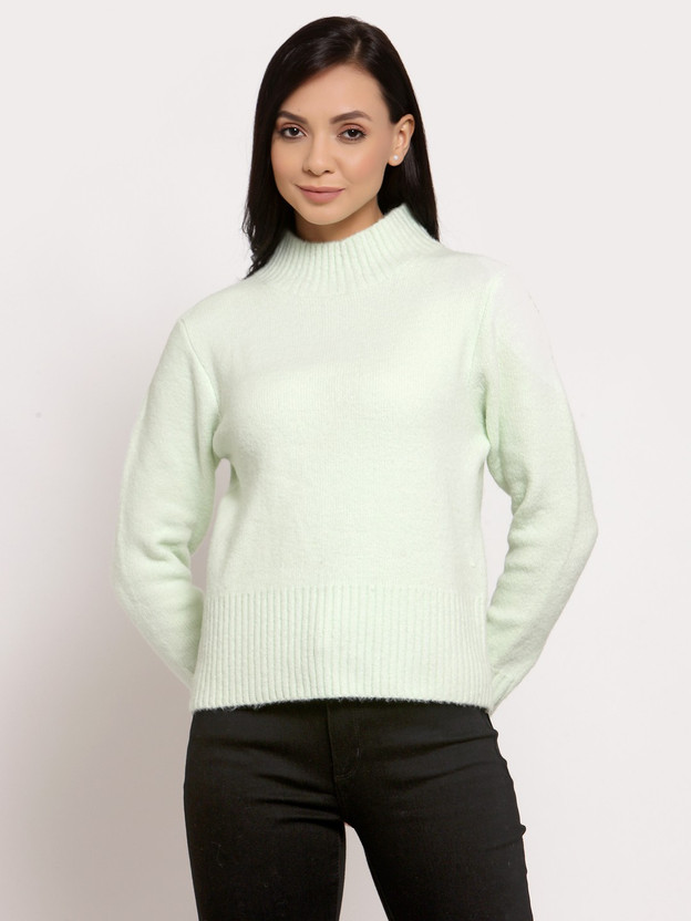 Neck Casual Women White Sweater 