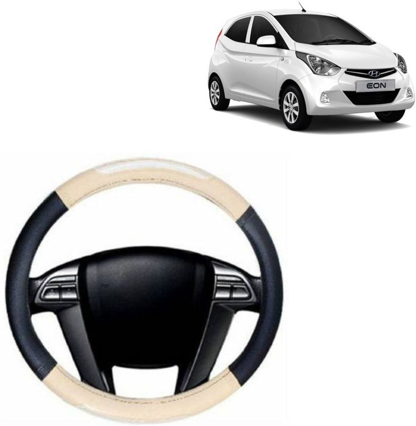 RD Universal Steering Cover For Hyundai Eon(Beige, Black, Leatherite)