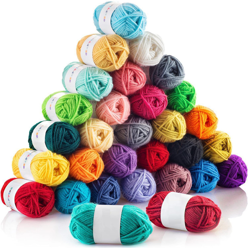 MINSHA EXPORTS Wool Balls Random Colors - Perfect for Mini Knitting and Crochet Project Hand Knitting Art Craft Soft Fingering Crochet Hook Yarn, Needle Knitting Thread Dyed (Pack of 12) Manual Yarn Winder