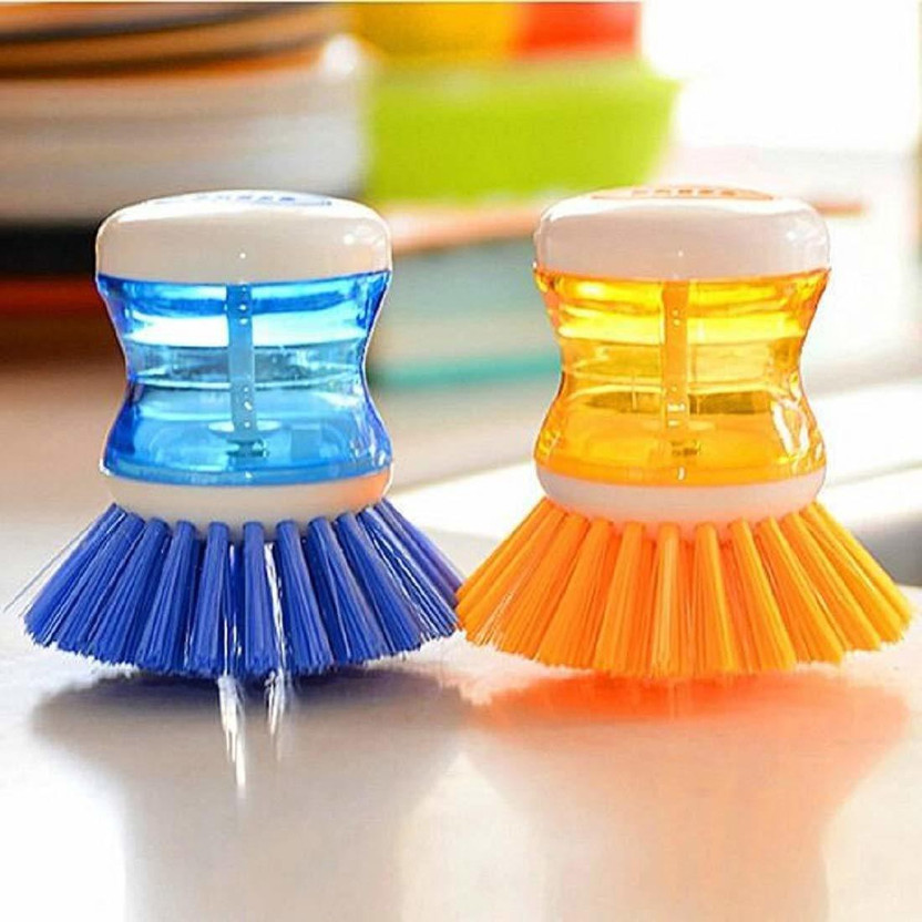 Sawariya Impex Brush Cleaning Liquid Soap Dispenser for Kitchen Sink Dish Washer (pack of 2) Plastic Wet and Dry Brush(Multicolor, 2 Units)