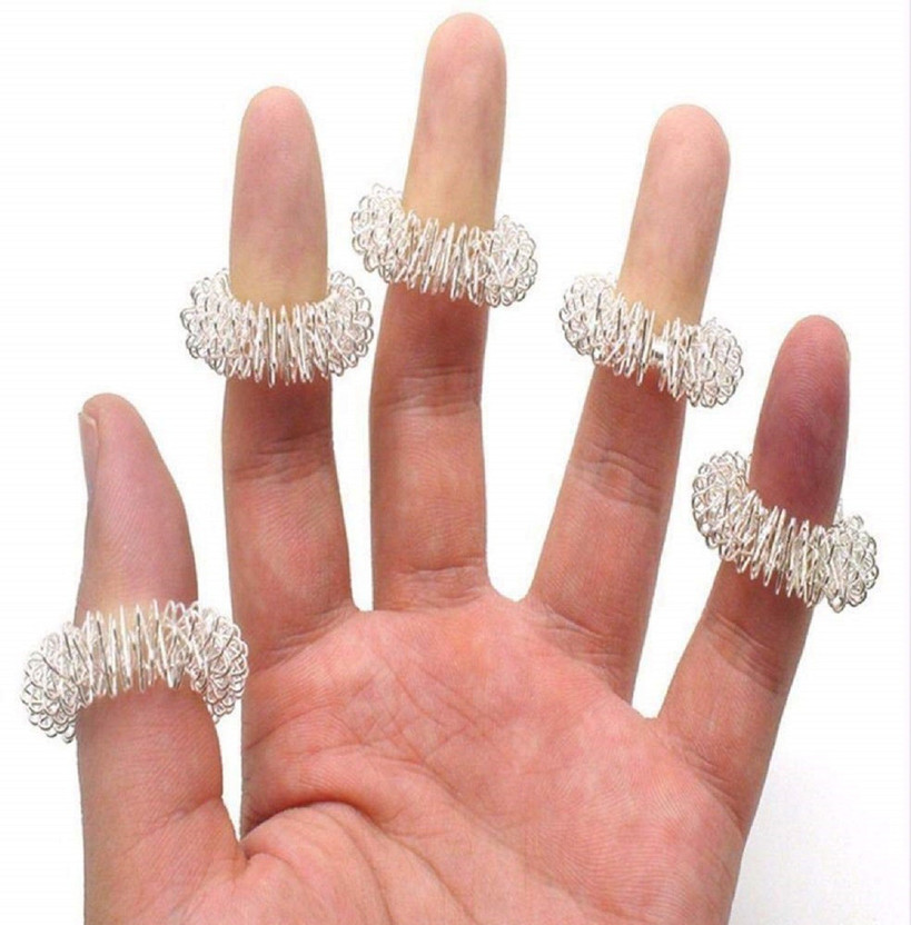 M A PRODUCTS MA05 Acupressure Sujok Finger Massage Ring -Set of 5 (SILVER ) Massager(Silver)