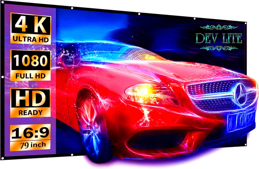 Dev Lite Premium 79 Inch Projector Screen,4K HD 16:9 Portable Video Screen Foldable Anti-Crease Indoor Outdoor Screen for Home, Office, Classroom Screen (6.5FTX3.5FT) Projector Screen (Width 200 cm x 106 cm Height) Projector Screen (Width 200 cm x 106 cm Height)