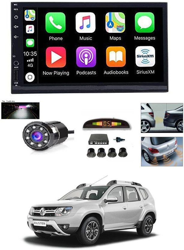 RKPSP 7 INCH Full Double Din Car Screen Stereo Media Player Audio Video Touch Screen Stereo Full HD with MP3/MP4/MP5/USB/FM Player/WiFi/Bluetooth & Mirror Link with Back Rear Camera & Black Sensor For Duster Car Stereo(Double Din)