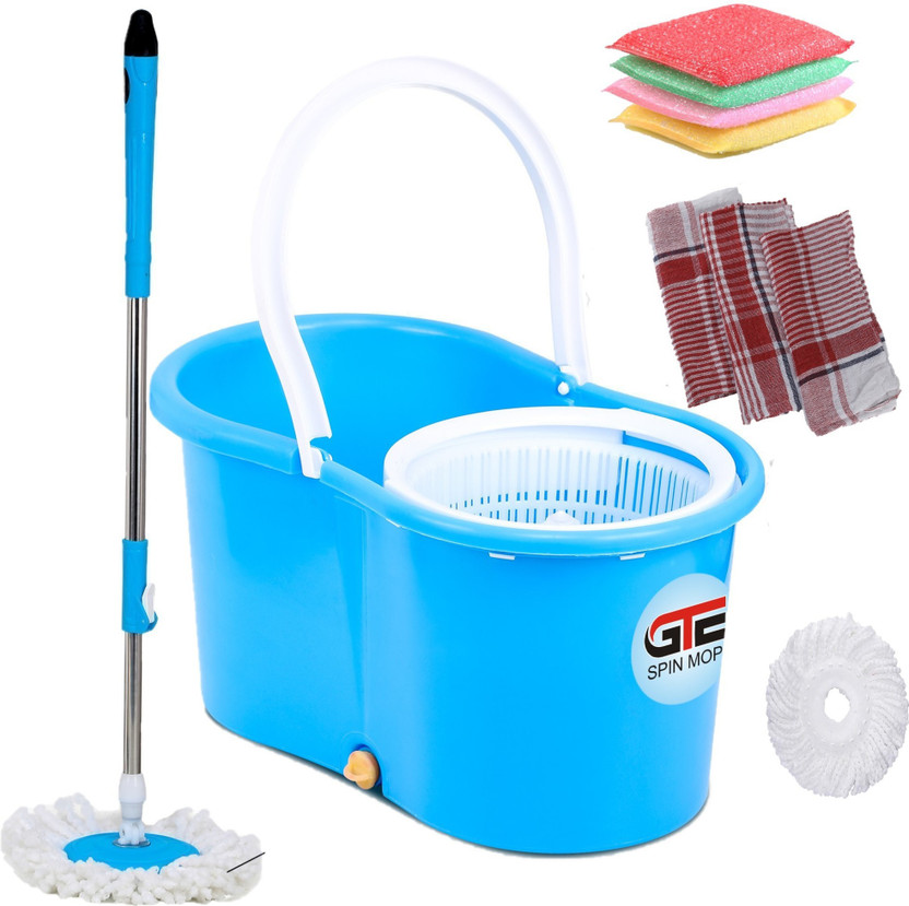 GTE Easy Magic Spin Floor Mop 360 Degree Bucket Mop with Plastic Spinner Mop