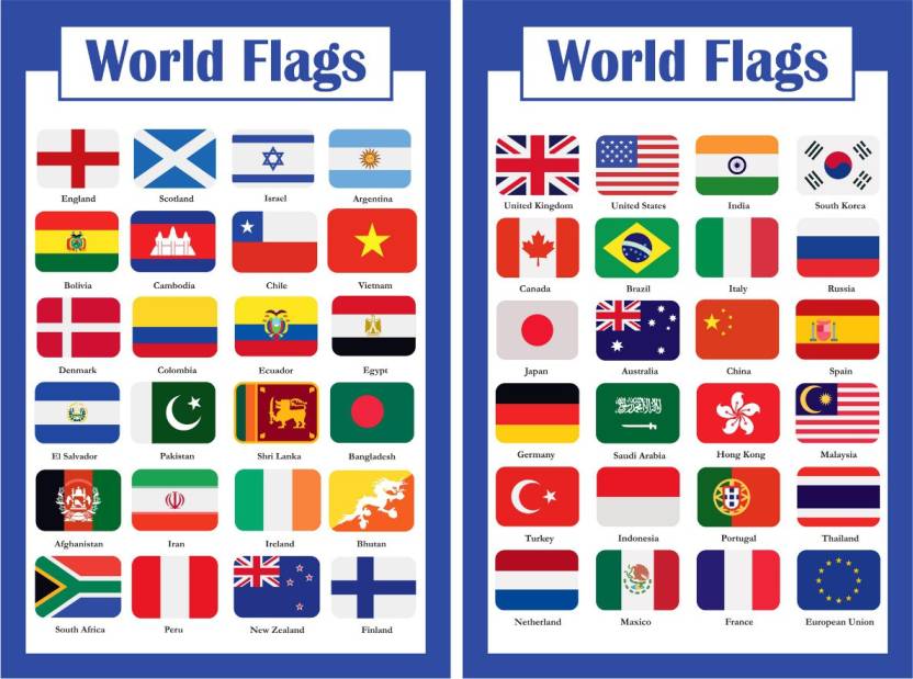 Flags Of The World - Countries Flag Chart Geography Charts Wall Poster ...