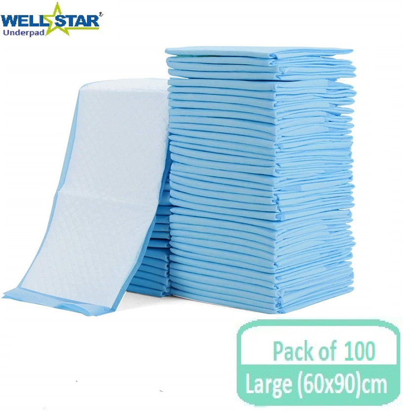Wellstar Underpads in 100 pcs bulk packing large size 60X90 Adult Diapers - L(100 Pieces)