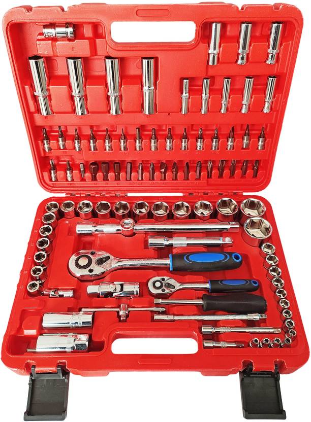 Inditools 94Pc 1/2"inch+1/4"inch Combinational Ratchet Socket Wrench