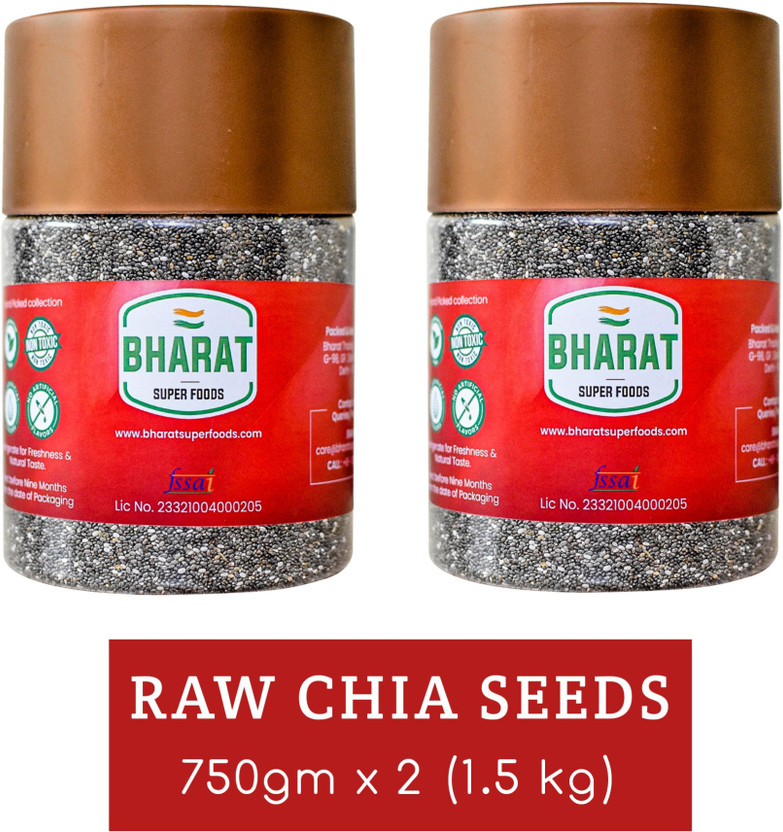 Bharat Super Foods Premium Raw Chia Seeds 1.5kg | Healthy Food for Weight Loss (100% Natural Chia Seeds 1.5kg Jar Pack) Chia Seeds(1500 g)