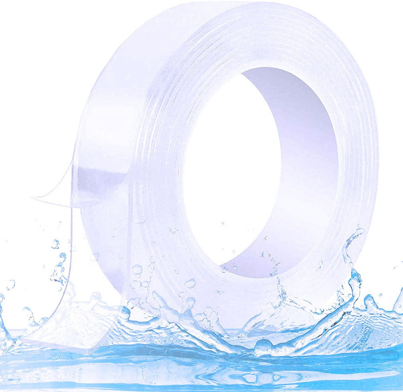 GETOWN rubber tape, silicone tape, white tape Handeld 3m double sided tape, designer tape, tape for painting walls and thin double sided tape (Manual)(Set of 1, Transparent, clear)