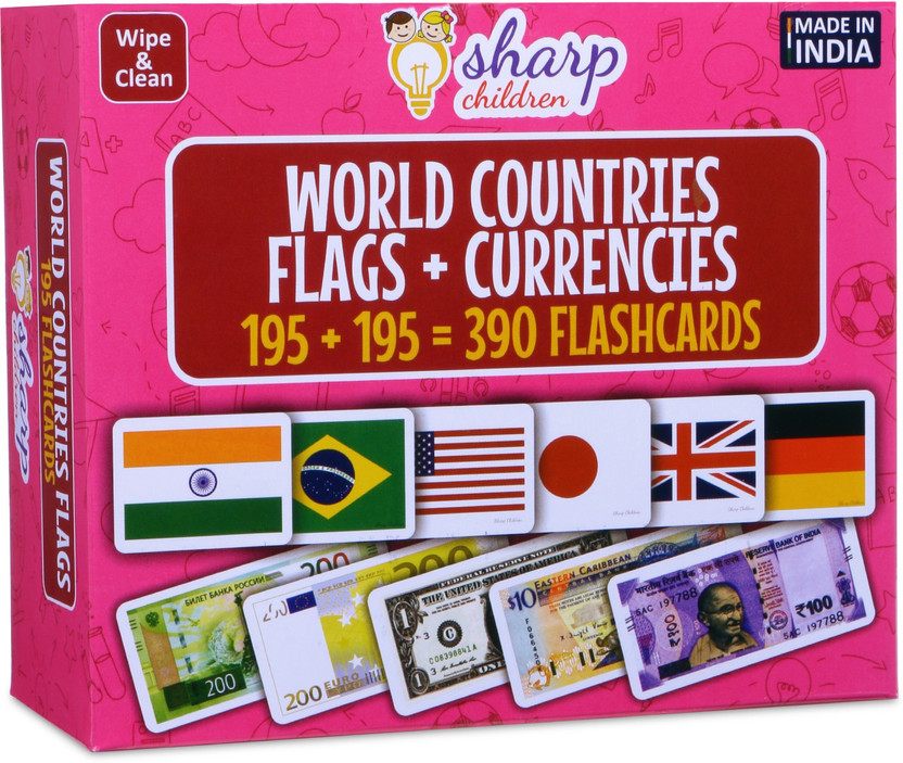Sharp Children Country Flag Flash Cards For Kids, Countries Capitals, and Flags of the World(Multicolor)
