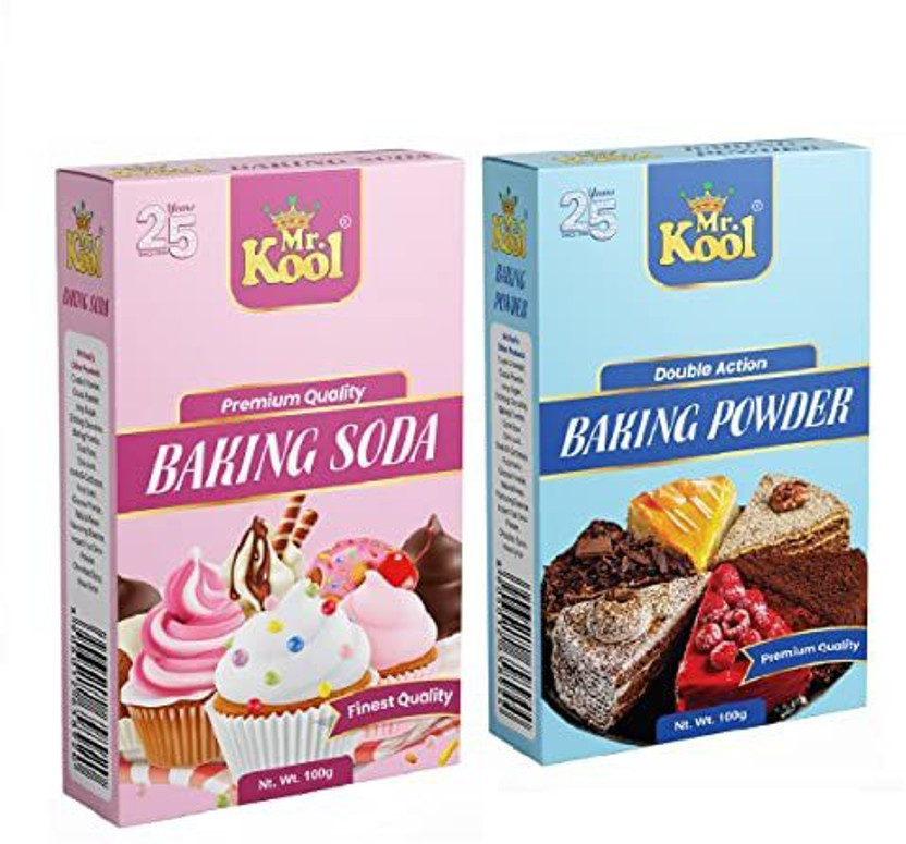 Mr.Kool Premium Double Action Cake Baking powder (100 g) and Premium Quality Baking Soda Powder (100 g) COMBO (200g) Baking Powder(2 x 100 g)