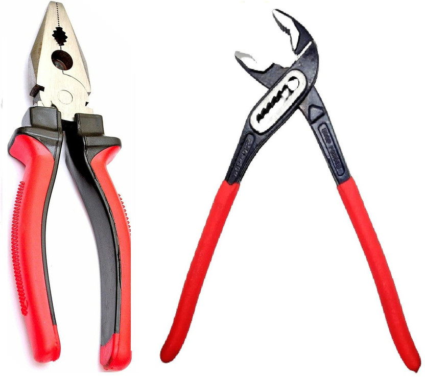 Kunfaya 8" Inch New Combination Plier for Home & Professional Use and Electrical Work ( AND ) Water Pump Plier Size Adjustment| Ideal for Turning & Holding Pipes, Nuts, Bolts etc. ( Pack Of 2 ) Groove Plier(Length : 10 inch)