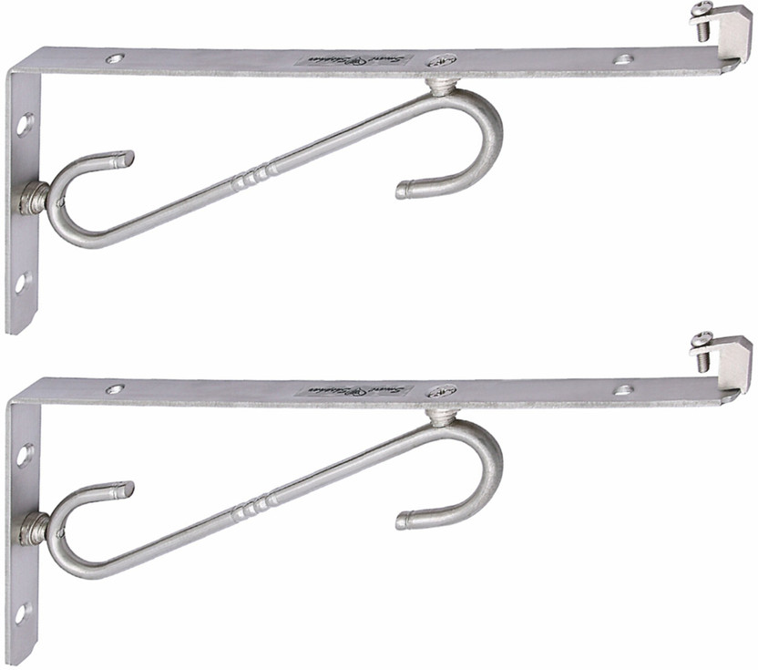 Smart Shophar SHA40SB-SLTY-SL06-S1 Stainless Steel SL Type Glass Shelf Bracket 6 Inches Silver, Pack of 1 Set, 6 Inches Shelf Bracket(Stainless Steel)