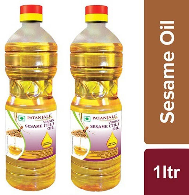 PATANJALI Virgin Sesame Oil 1L ( Pack of 2 ) Sesame Oil Plastic Bottle