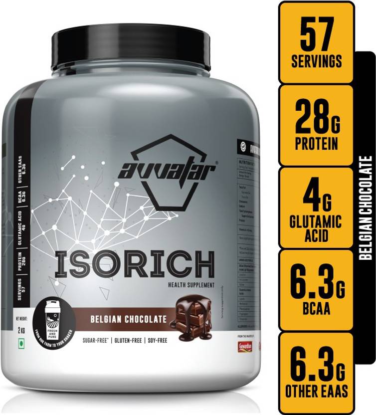 Avvatar Isorich Belgian Chocolate 2Kg Whey Protein Price in India Buy Avvatar Isorich Belgian