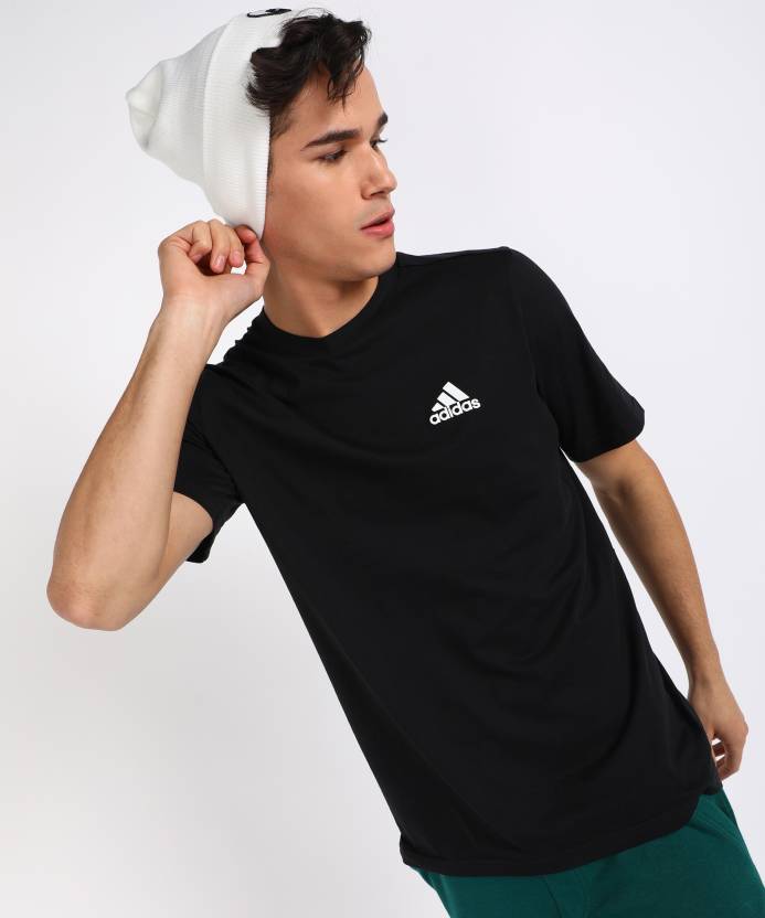 ADIDAS Solid Men Round Neck Black T-Shirt - Buy ADIDAS Solid Men Round Neck  Black T-Shirt Online at Best Prices in India 
