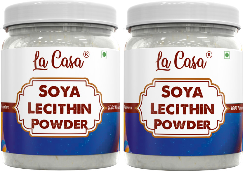 La Casa Natural Soya Lecithin Powder | Combo Pack of 2 | Food Grade VEGAN Emulsifier, Thickener & Volume Enhancer for Bakery Products & Chocolates | 2 x 200g | Raising Ingredient Powder(2 x 200 g)