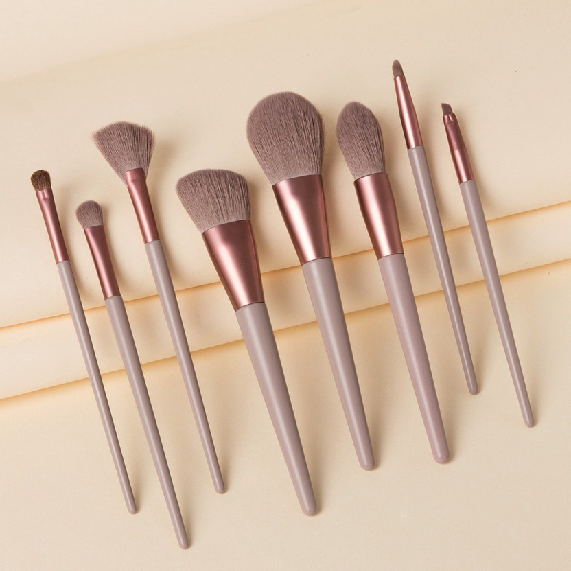 Shrijaa Beauty Makeup Brushes 8 Pieces Makeup Brush Set Cosmetics Professional Face Powder Foundation Blush Eyeshadow Makeup Brush Tool Travel Size(Cream)(Pack of 8)