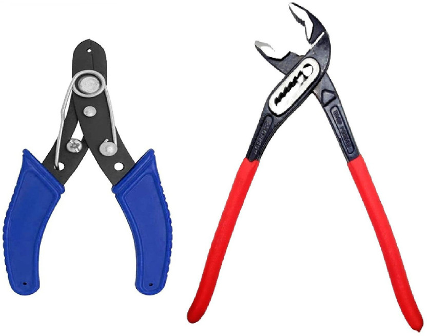 Kunfaya 10" Inch Water Pump Plier Size Adjustment| Ideal for Turning & Holding Pipes, Nuts, Bolts etc. ( WITH ) 6" Inch - Wire Stripper and Cutter Heavy Duty Wire Cutter ( Pack Of 2 ) Diagonal Plier(Length : 10 inch)