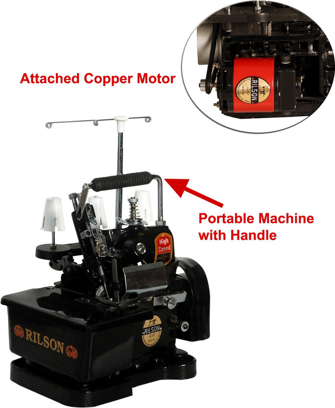 Rilson Portable Overlock Machine with Copper Motor Overlocker Sewing Machine 3 built-in stitches 3300 SPM Black