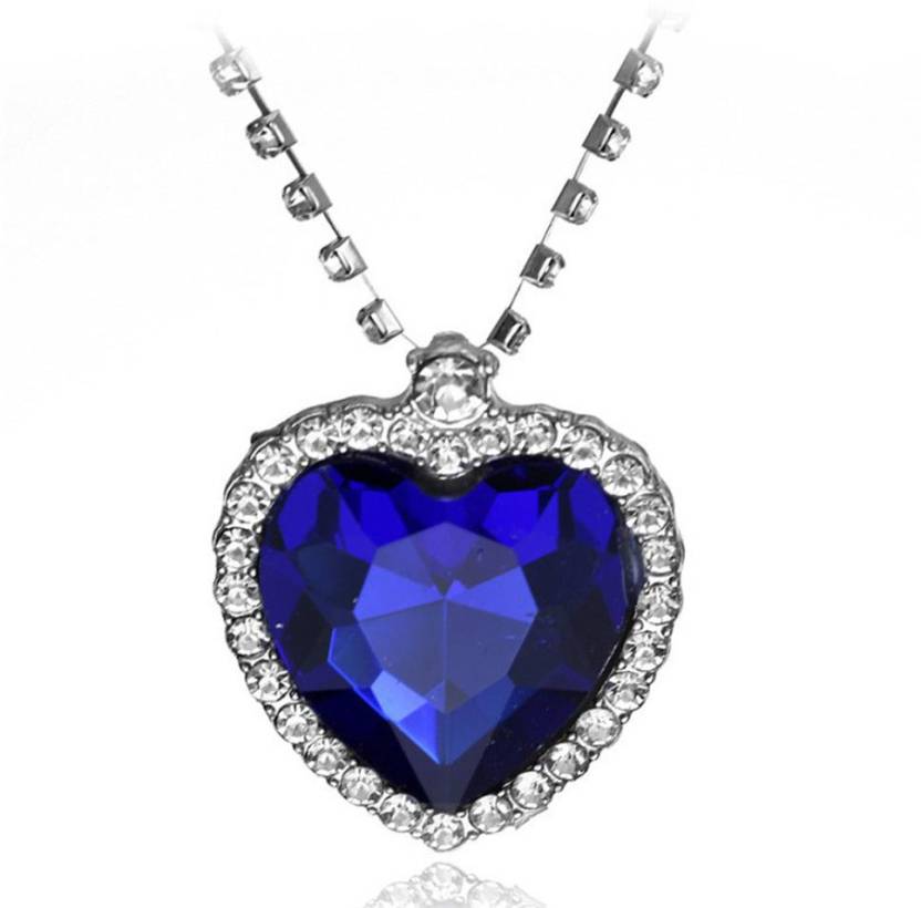 RVM Jewels Crystal Blue Heart Titanic Rhinestone Necklace For Girls Fashion  Pendant Heart Of The Ocean Jewellery Valentine Or Mothers Day Gift For  Girls And Women Blue Silver Silver Alloy Pendant Price