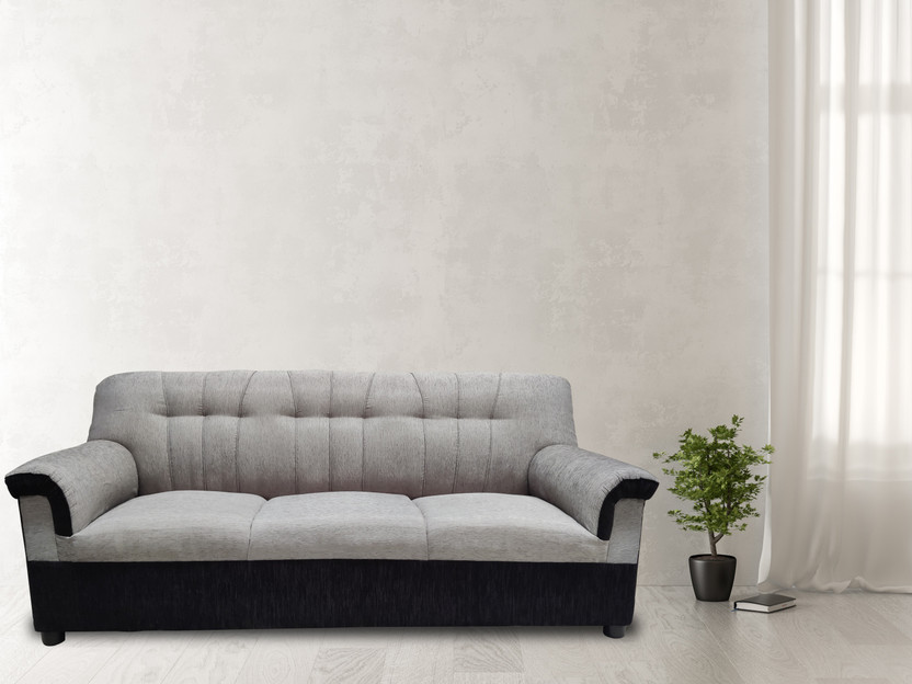 limraz furniture Fabric 3 Seater  Sofa(Finish Color - Grey & Black, Pre-assembled)