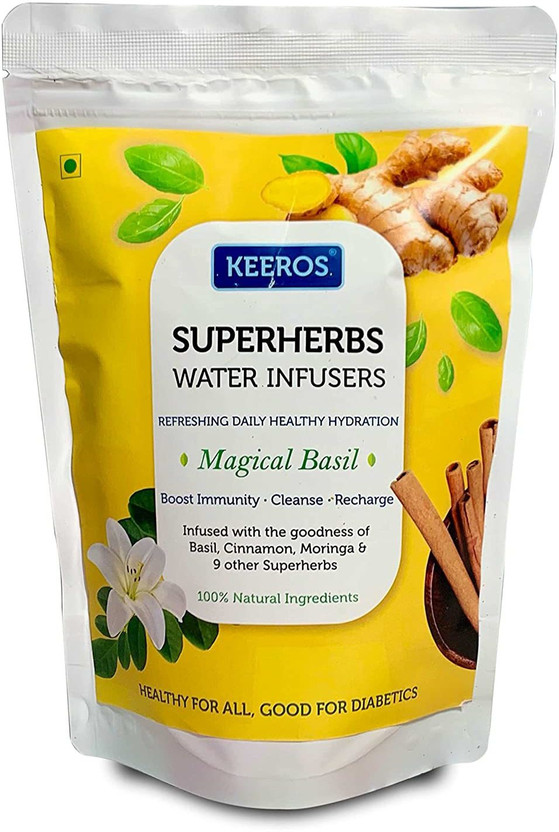 Keeros Superherbs Water Infusers | Detox Drink for Daily Healthy Hydration | Helpful for Weight Watchers & Diabetics | Cold Infusers for Water Bottle | Pack of 30 Infuser Amla, Cinnamon, Herbs Herbal Infusion Tea Pouch(100 g)