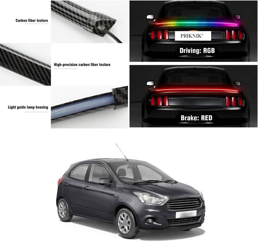 PRTEK Carbon Fibre LED Rear Spoiler with Remote Control for Car Trunk