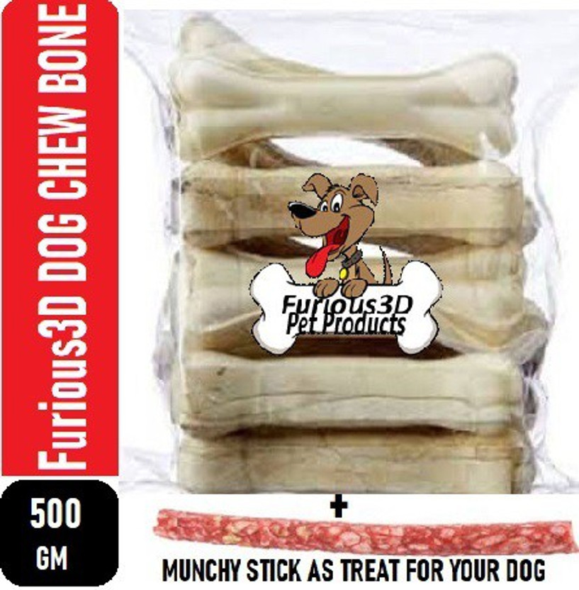 Furious3D 100% Calcium Milky Bone digestible Treat for dogs 4 inch Milk, Egg Dog Chew(500 g, Pack of 1)