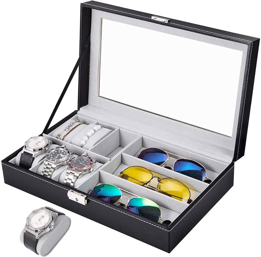 Watch Display Organizer Pu With 3 Compartments 