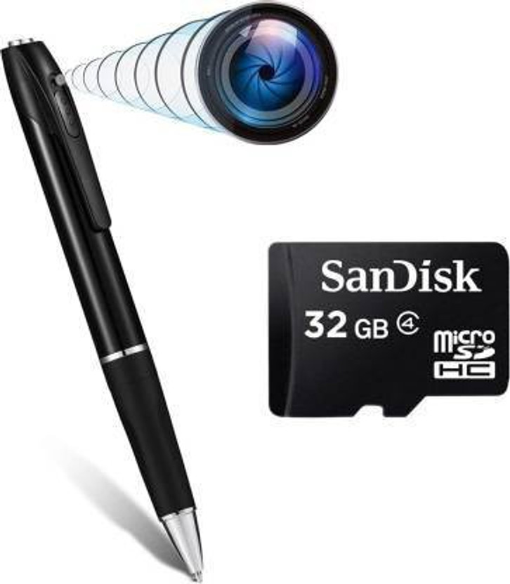 SKY HUB Spy Pen Camera 1080p HD Video & Audio Recording Free 32GB Memory Card Technoview Mini Slim Metal Body Portable Hidden Pen Camcorder Spy Pen Gadget HD Video Recorder For Home Office Meeting Security Security Camera(1 Channel)