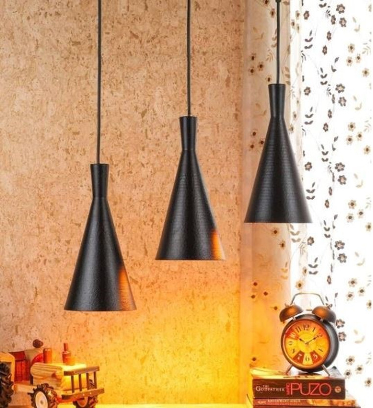 KINIS KIN-CLUSTER HANGING BLACK KONE LINEAR THALI Cluster Pendant Light/ Cluster Hanging Light/ Cluster Ceiling Light to décor your Home/ Bedroom/ Drying Room/ Living room/ Staircase/ Balcony/ Kitchen/ Study Table/ Office/ Restaurant/ Hotel/ Shop/ Café/ Dinning/ Coffee Shop Chandelier Ceiling Lamp(B