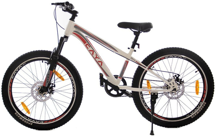 CAYA Fueled 24" Cashmere Silver Dual Disc, Double Wall Alloy Rims, Front Shocker 24 T (inch) BMX Cycle(Single Speed, Silver, Rigid)