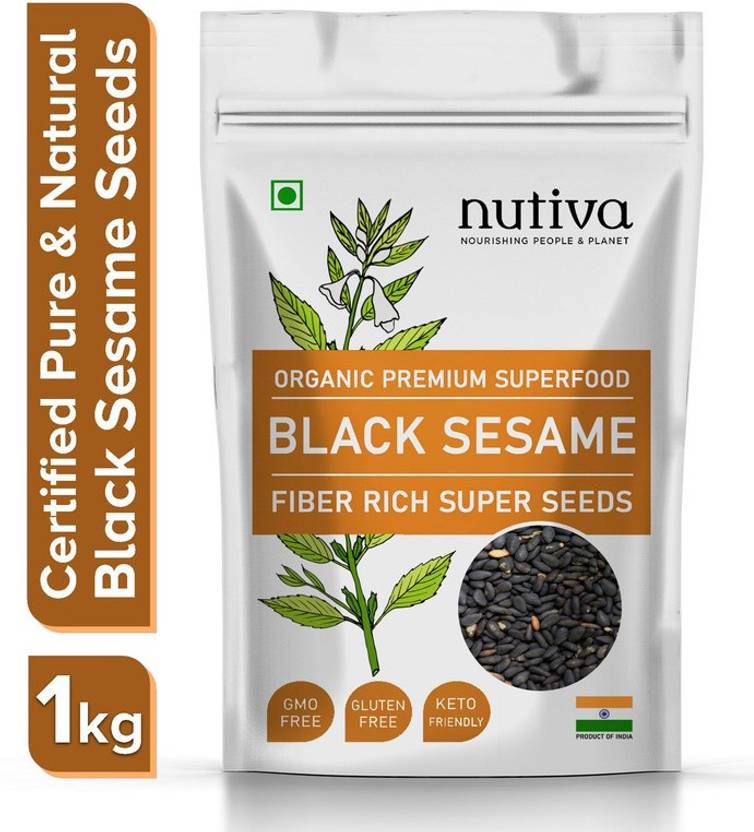 Nutiva Certified Best Quality Kale Til (Black Sesame Seeds) 1kg Black