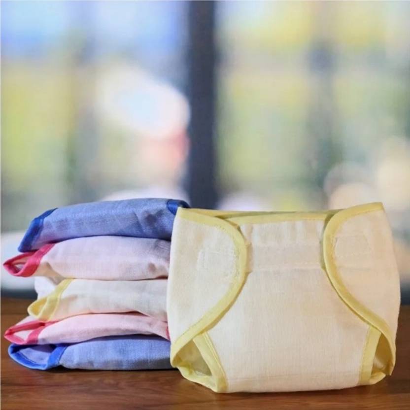Bubbah Muslin Cloth Diapers with Velcro Closure and Lining (Newborn